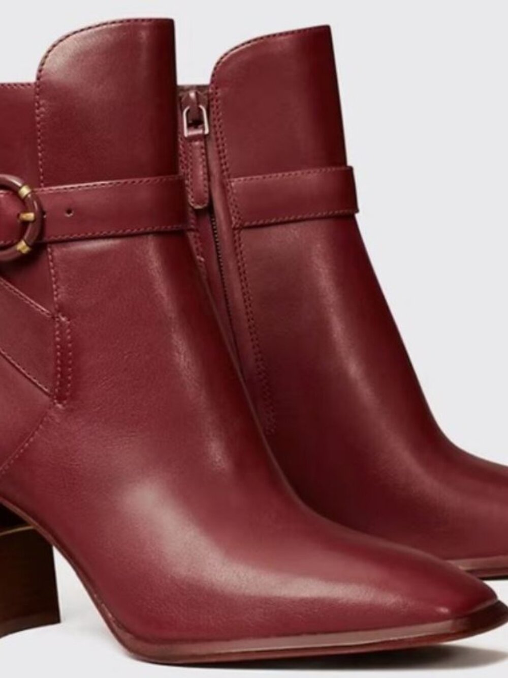 Brand new TORY BURCH sz 9.5 multi logo buckle boots claret 143326